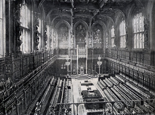 上议院，议会大厦，伦敦，英国政府19世纪的照片图片下载