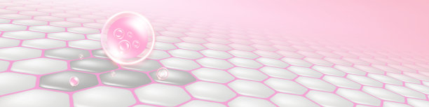 透明质酸和烟酰胺前后的头发和皮肤的解决方案广告，粉红色胶原蛋白血清滴入皮肤细胞与化妆品广告背景准备使用，插图矢量。图片下载