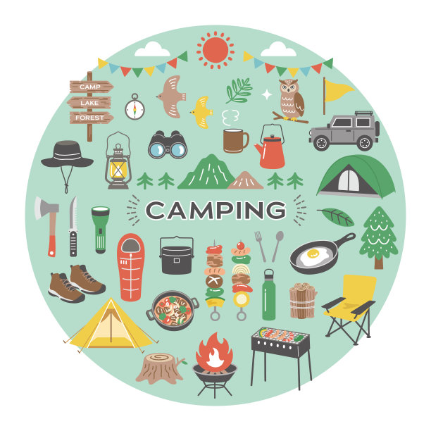 露营和户外插图集在圈图片下载
