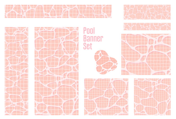 横幅集游泳池插图图片下载