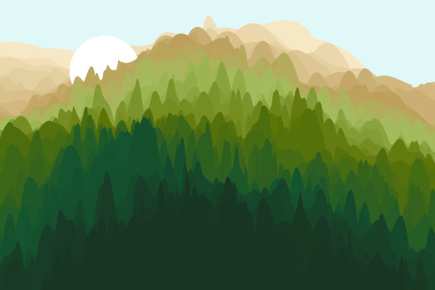 美丽的日出和飞翔的海鸥。有山的风景。抽象的背景。图片下载