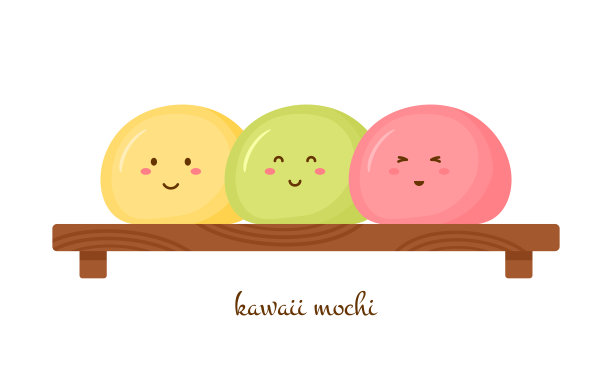 手绘日本食物Mochi大福矢量插图图片下载