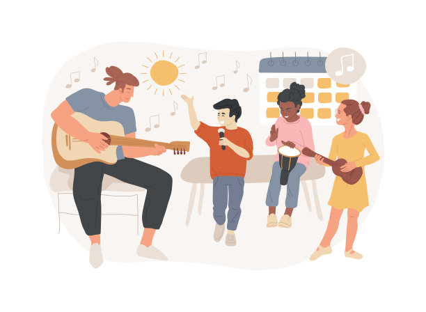 音乐营孤立的概念矢量插图。图片下载