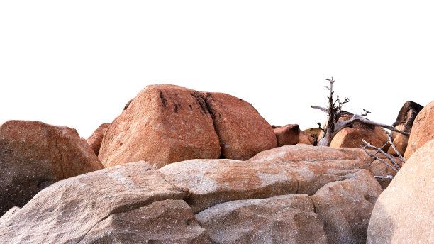 岩石表面纹理粗糙孤立，呈棕黄色、橘色崖岩天然形成，位于山体的一部分，断缘为一大块岩海，有剪径图片下载