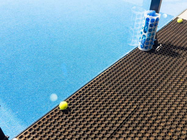 快乐的漂亮女孩在桨球场练习桨运动图片下载