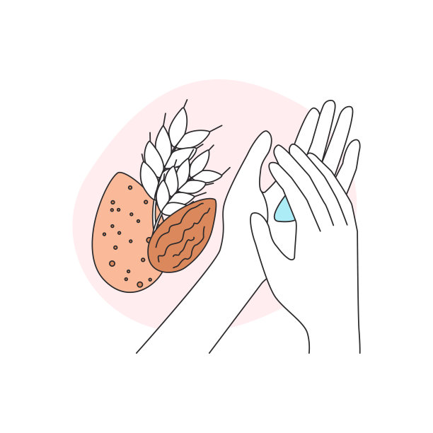 使用杏仁和小麦胚芽油滋润双手肌肤线条图标图片下载