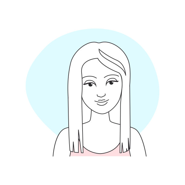 年轻的女人，快乐的脸和长长的直发微笑着图片下载