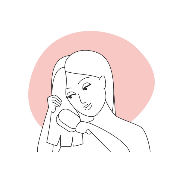 女孩梳头，拿着自然刷毛的梳子进行例行美容图片下载