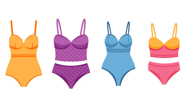 夏季时尚泳装系列。泳装套装。彩色泳衣图片下载