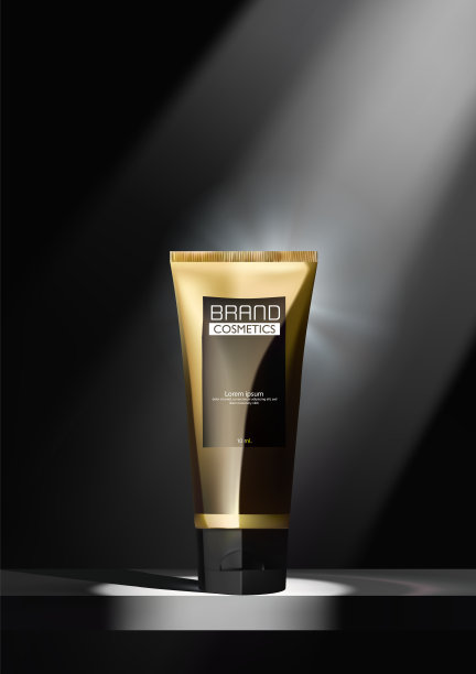 化妆品演示与阴影和光线从黑暗的背景。设计模板矢量插图。图片下载