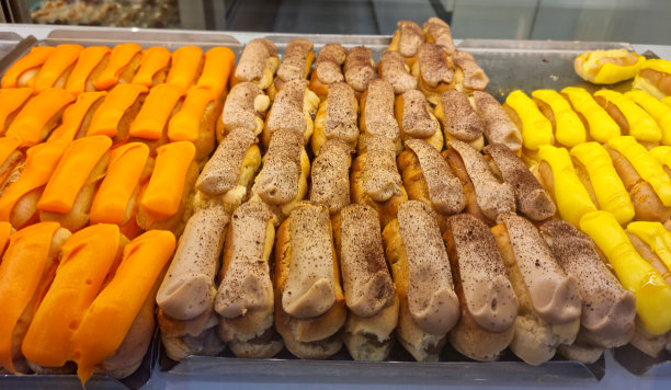 面包店的泡芙的特写镜头图片下载