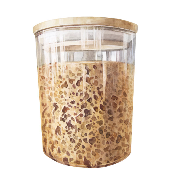 水彩酵母面包隔离在白色背景。自制食品和膳食的天然产品。烹饪书或厨房的剪贴画。黑麦或小麦糕点。用于包装或墙纸的创造性艺术图片下载