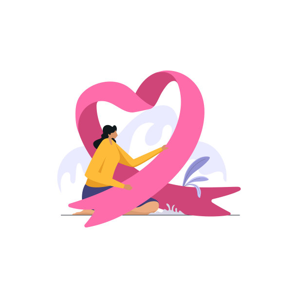 手持丝带心脏的女性，关注乳腺癌。世界癌症幸存者日，爱与保健，捐赠与慈善图片下载