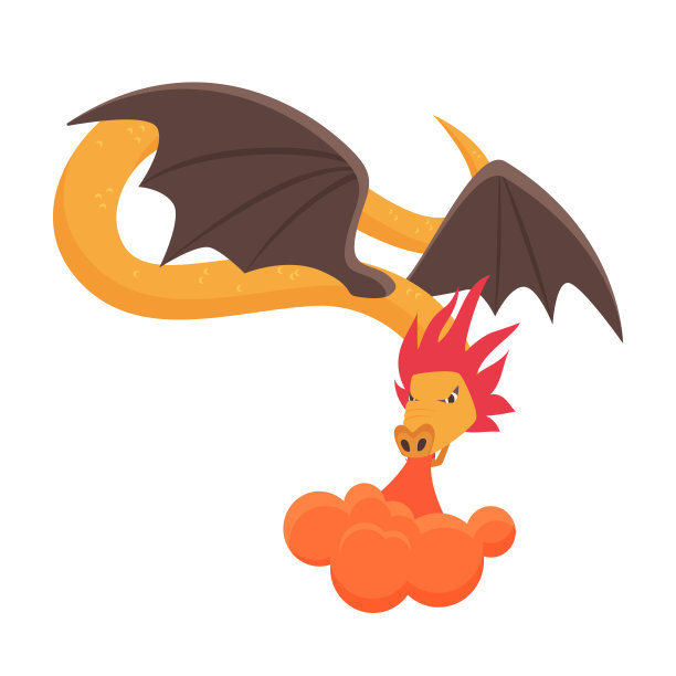 童话般的黄龙，棕色的翅膀，嘴里喷着火图片下载