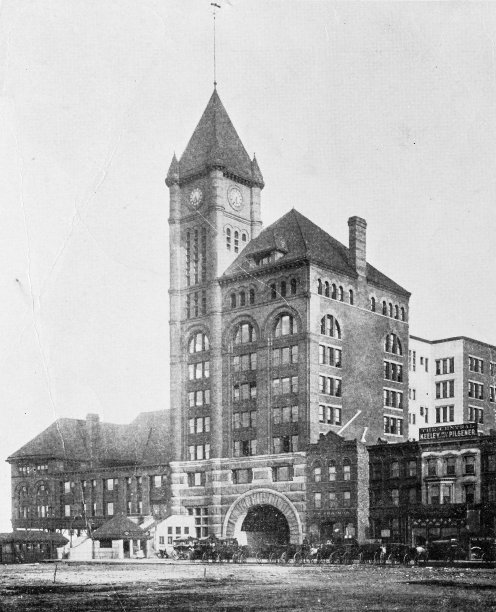 芝加哥的古董照片:伊利诺斯中央火车站图片下载