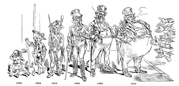 财富的美国，象征性的形象，直到1899年，山姆大叔变得越来越厚，所有的手的地球要求一个温和的礼物图片下载