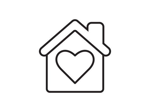 图标是一个房子的代表，孤立在一个干净的背景。这个简单的矢量符号唤起了温暖和安全感，体现了家的概念。图片下载