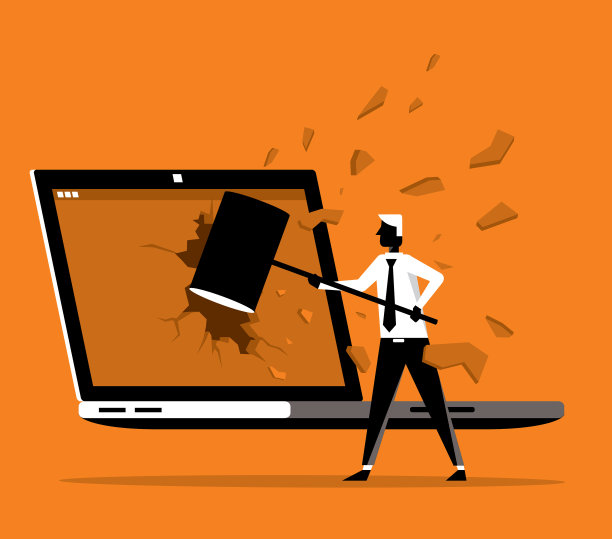 breaking Laptop -商人图片下载