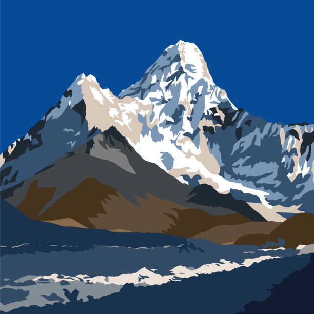 阿玛达布拉姆山插图，喜马拉雅山图片下载