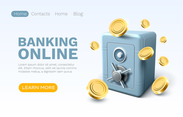 银行网上保险箱，金融用户访问，网站登陆页面。矢量图图片下载