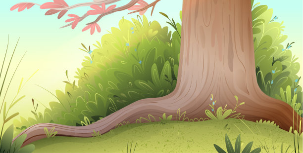 森林风光与橡树和夏季草地图片下载