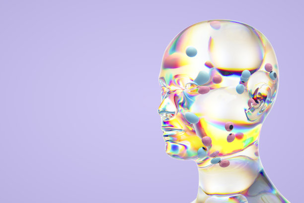 人工智能概念，玻璃机器人头部的几何形状图片下载