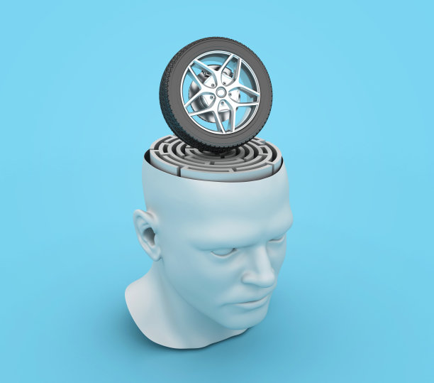 头部和迷宫上的3D轮子图片下载