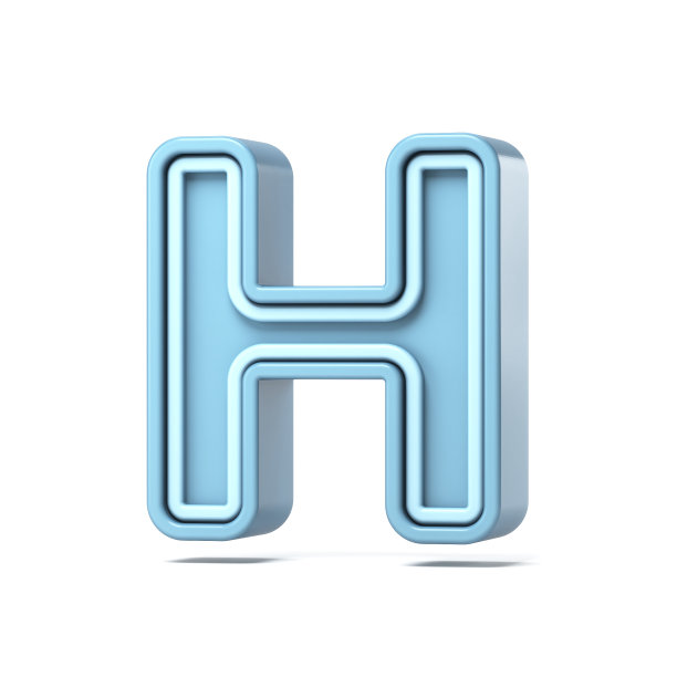 柔和的蓝色字体字母H 3D图片下载