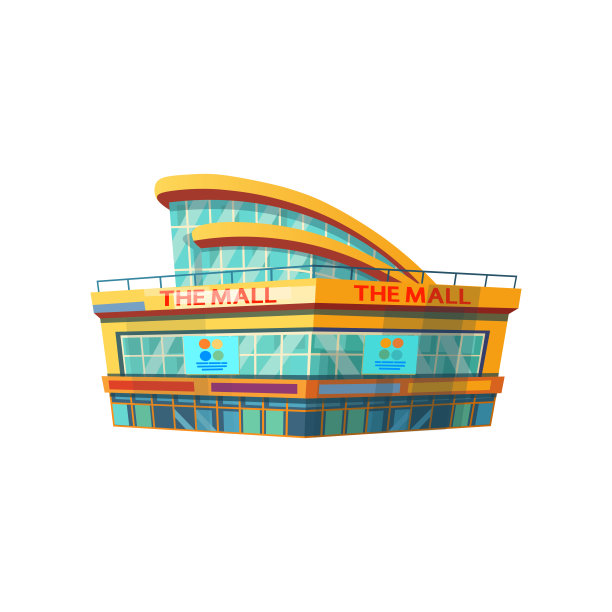 商场的建筑是卡通风格的。图片下载