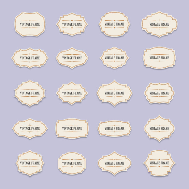 旧的华丽的标签，装饰复古的框架和复古的徽章。图片下载