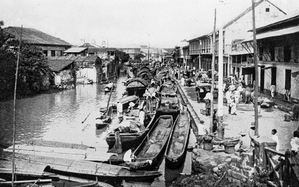 美西战争期间菲律宾的古照片，马尼拉，运河图片下载