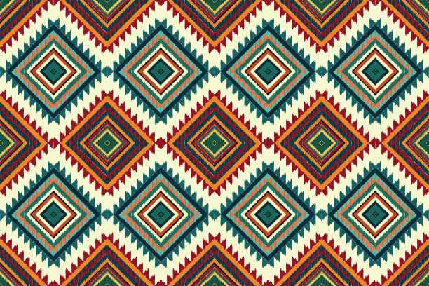 纳瓦霍部落矢量无缝模式。印第安人的装饰品。西南民族装饰风格。波西米亚几何装饰。矢量无缝模式。墨西哥毛毯，地毯。编织地毯插图。图片下载