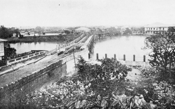 美西战争期间菲律宾的古照片，马尼拉的阿亚拉桥图片下载