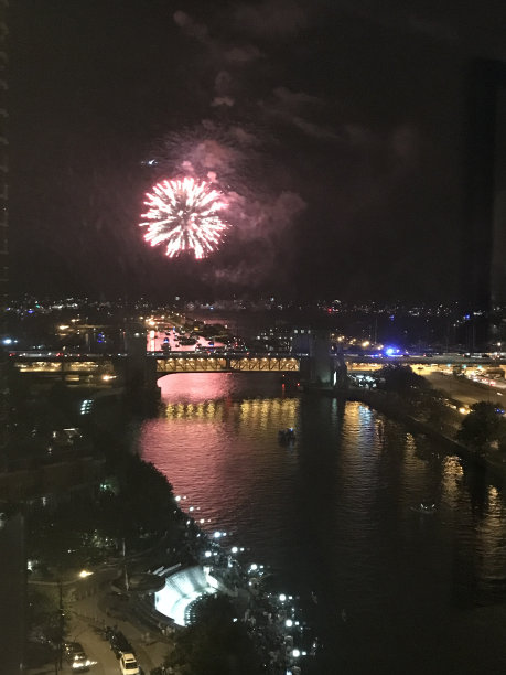 芝加哥河7月4日烟花图片下载