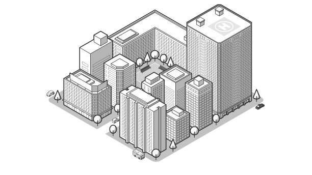 从鸟瞰图中看到的三维城市景观矢量插图图片下载