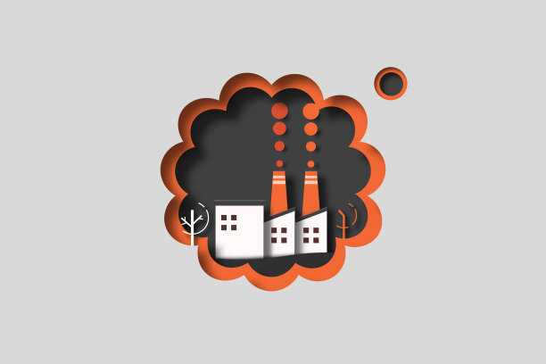 工业造成的空气污染。二氧化碳排放、减少、中和理念。大气污染保护。生态与环境概念。纸艺术矢量插图。图片下载