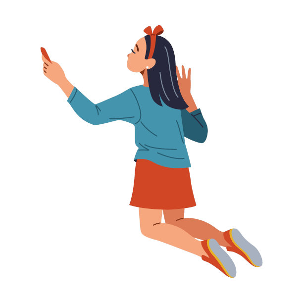 左手女孩用粉笔画平面彩色插图图片下载