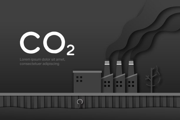 工业造成的空气污染。二氧化碳排放、减少、中和理念。生态与环境概念。纸艺术矢量插图。图片下载