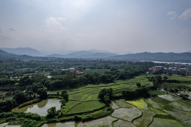 农村农田鸟瞰图图片下载
