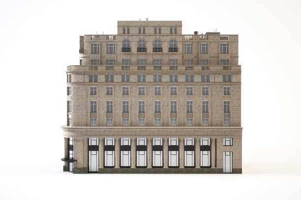 一座大型的多层建筑，雄伟而古色古香。图片下载