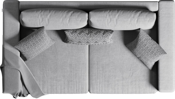 带靠垫的沙发俯视图图片下载