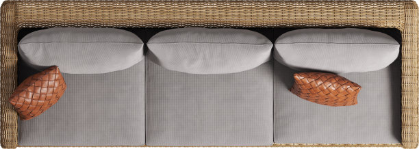 带靠垫的户外沙发俯视图图片下载