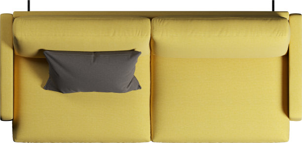 带靠垫的黄色沙发俯视图图片下载