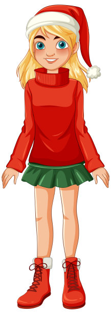 穿红绿相间衣服的金发女孩图片下载