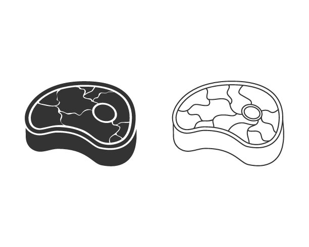 牛排线图标在平。矢量图图片下载