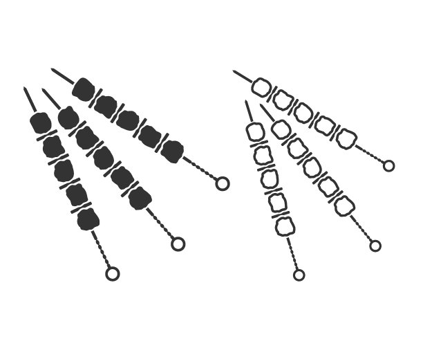 串矢量线图标上的羊肉串。烤肉串图标。串肉矢量图片下载