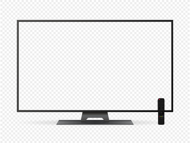 智能电视模型。带遥控器的空白透明电视屏幕。图片下载