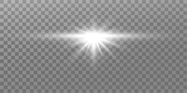 发光的灯光效果。闪闪发光孤立。白色闪亮的星星或太阳耀斑。装饰圣诞、新年晚会。神奇的照片叠加。透明背景可以在矢量文件中删除。图片下载