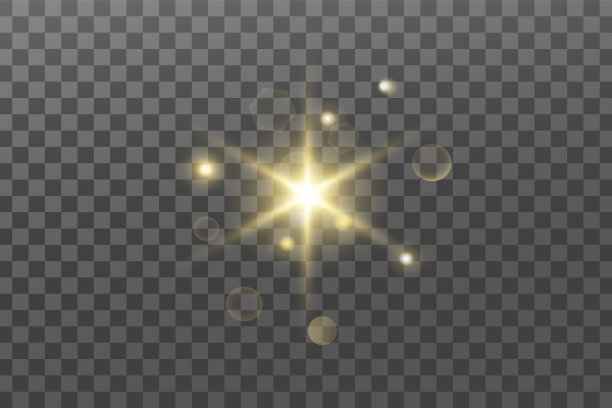 发光的灯光效果。闪闪发光孤立。金色闪亮的星星或太阳的闪光。装饰圣诞、新年晚会。神奇的照片叠加。透明背景可以在矢量文件中删除。图片下载