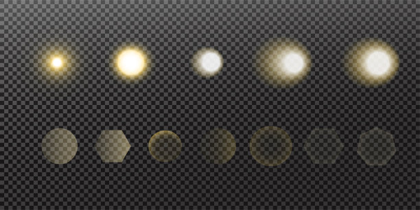 发光的灯光效果。闪闪发光孤立。金色和白色散景元素。装饰圣诞、新年晚会。神奇的照片叠加。透明背景可以在矢量文件中删除。图片下载